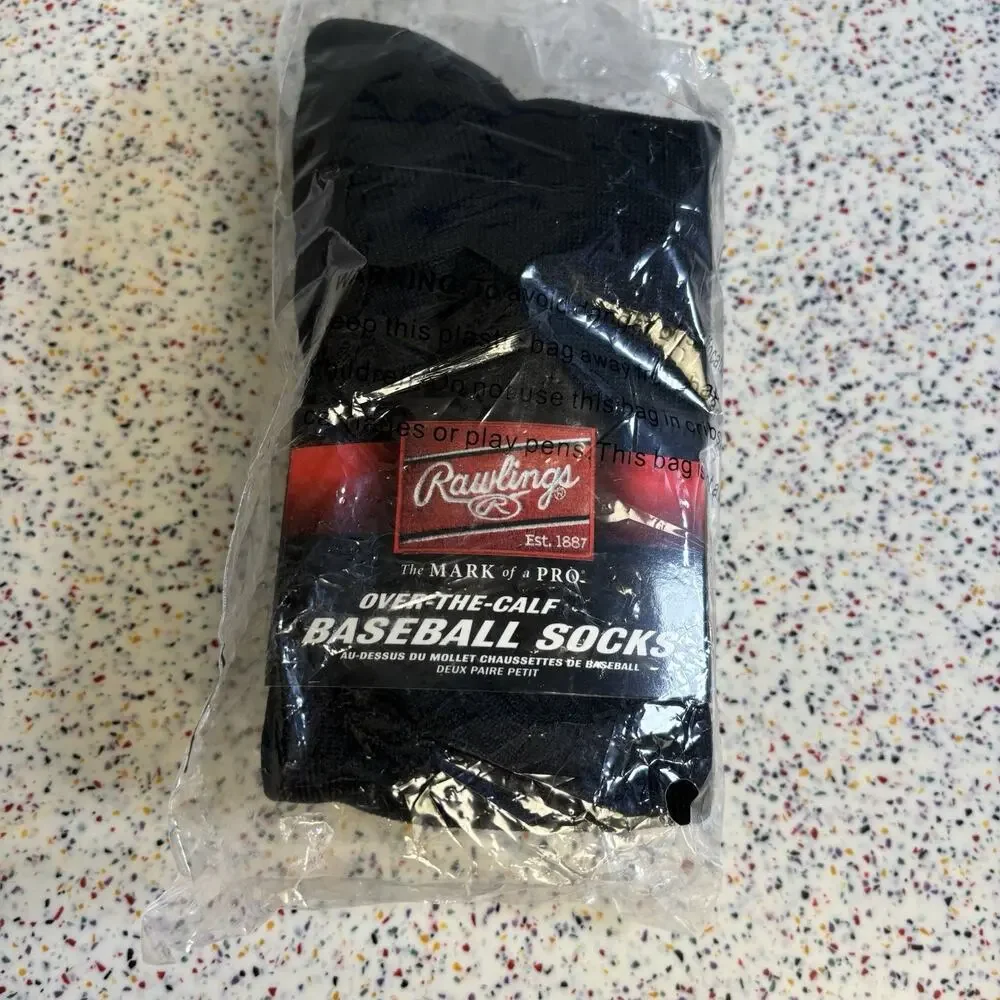NWT RAWLINGS Youth Baseball Black Over The Calf Socks Uniform 3Y 5Y New